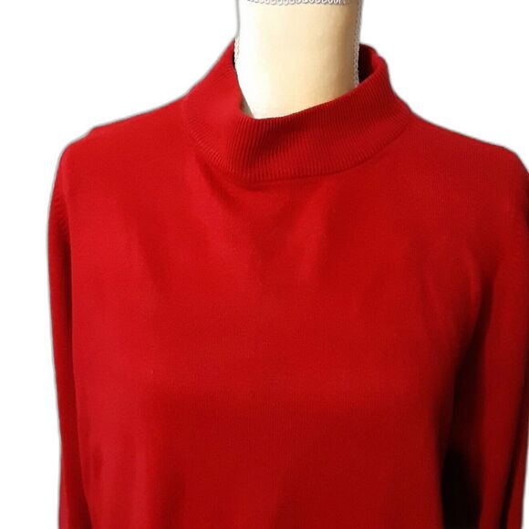 Vintage Stefano Basics Pullover Sweater 18-20 Red Mock Turtleneck Soft Acrylic - Picture 2 of 2